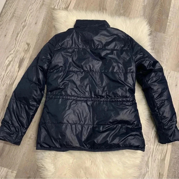 Banana Republic navy blue down double zip puffer quilted jacket sz m 8/10 - Picture 7 of 12